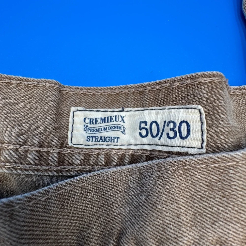 Cremieux Premium Denim Straight Leg Brown Jeans Mens 50x30 Stretch Cotton
